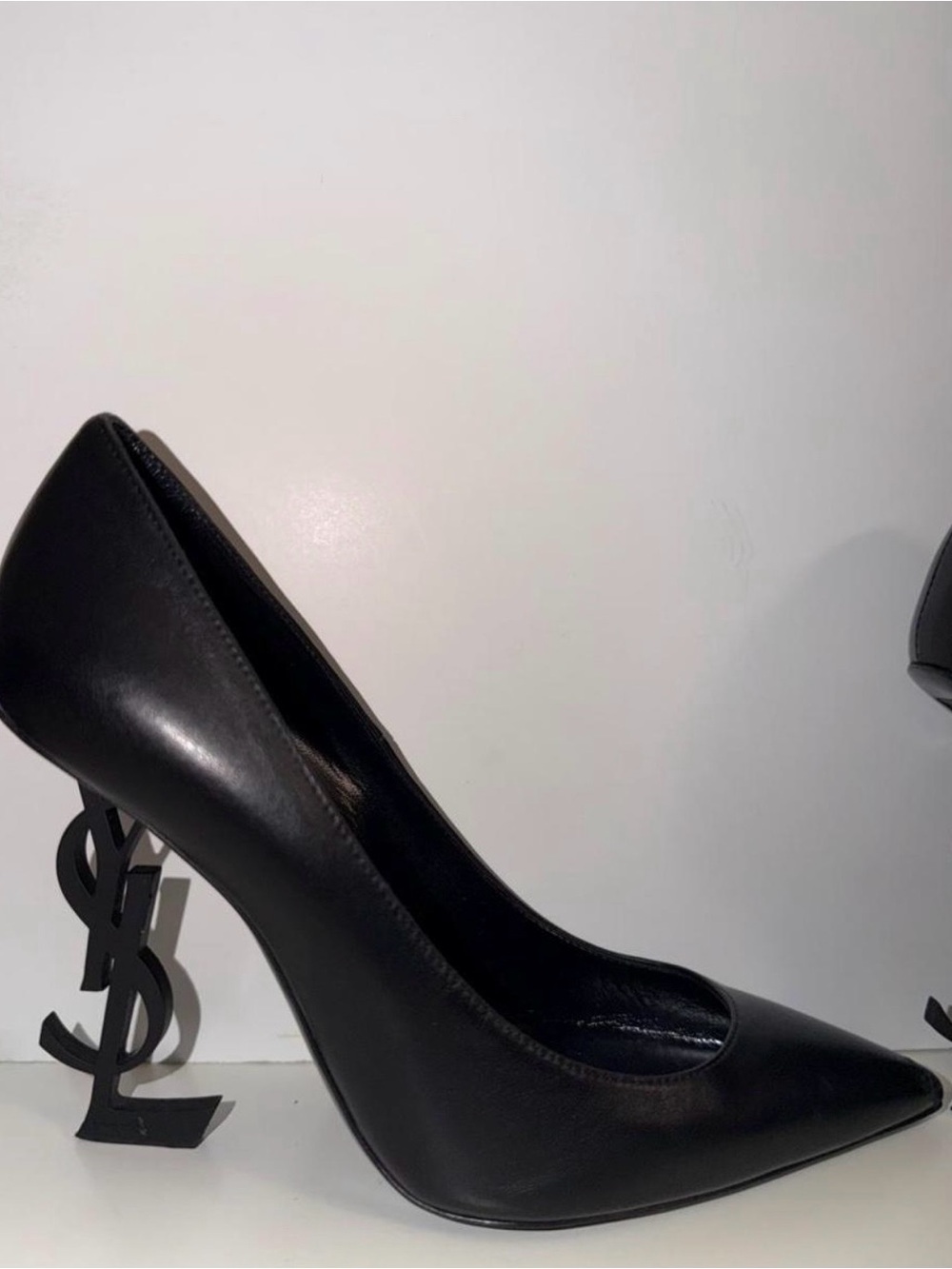 Saint Laurent Black Opyum Logo-Heel Pointed Pump